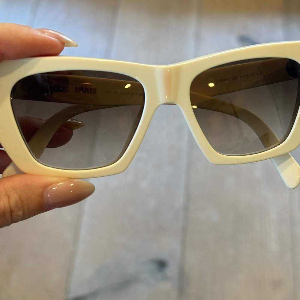 Celine The Edge Ivory Square Cat Eye Sunglasses - Picture 9 of 11